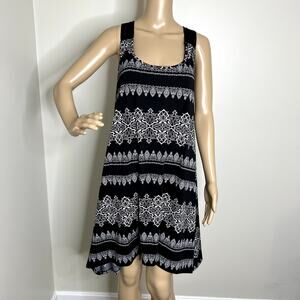 Ana Black Patterned Striped Strappy Back Swim Cover Up
